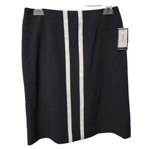 NWT Nine West Skirt Size 2 Black with White Stripe Straight Stretch Career NEW